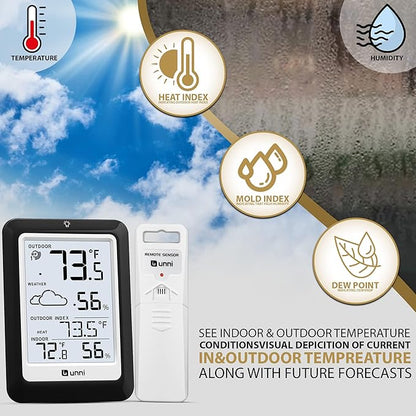 Indoor Outdoor Thermometer Hygrometer Wireless Weather Station, Temperature - Image 3