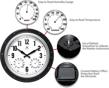 Infinity Instruments Forecaster Indoor/Outdoor Wall Clock, Thermometer - Image 5