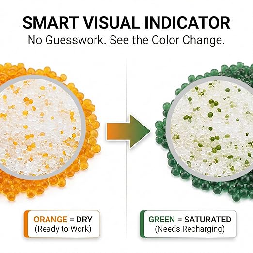 Orange Indicating Silica Gel Desiccant, Rechargeable Moisture Absorbers - Image 2