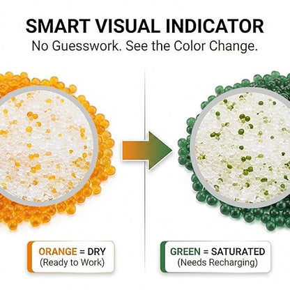 Orange Indicating Silica Gel Desiccant, Rechargeable Moisture Absorbers - Image 2