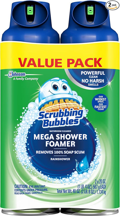 Scrubbing Bubbles Mega Bathroom and Shower Foamer Aerosol, Rainshower Scent by ScrubbingBubbles