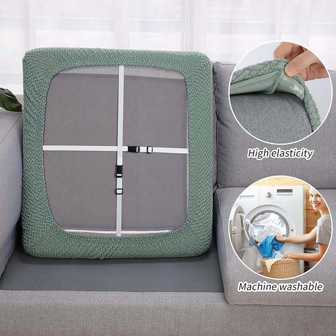 Fuloon Waterproof Couch Cushion Covers, Stretch Sofa Seat Cushion Slipcovers - Image 4