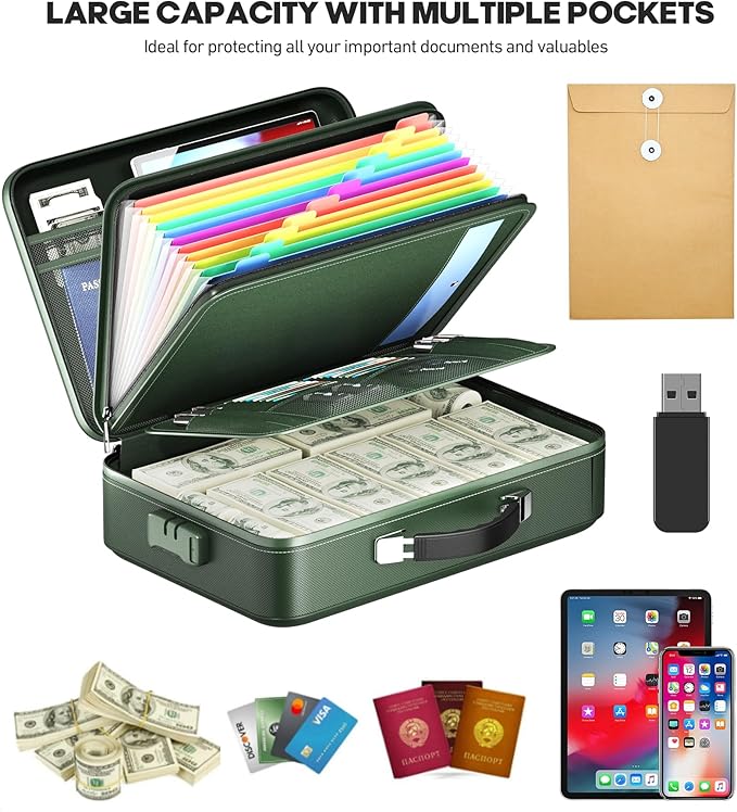 Fireproof Document Box, Hard Case Highly Flame-Resistant Fire Proof Waterproof - Image 3