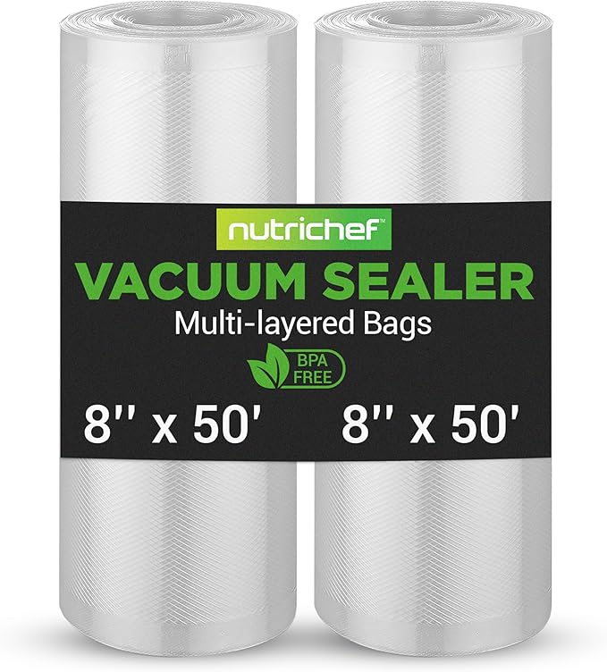 NutriChef Vacuum Sealer Bags 8x50 Rolls 2 pack Compatible by NutriChef%E2%84%A2Kitchen