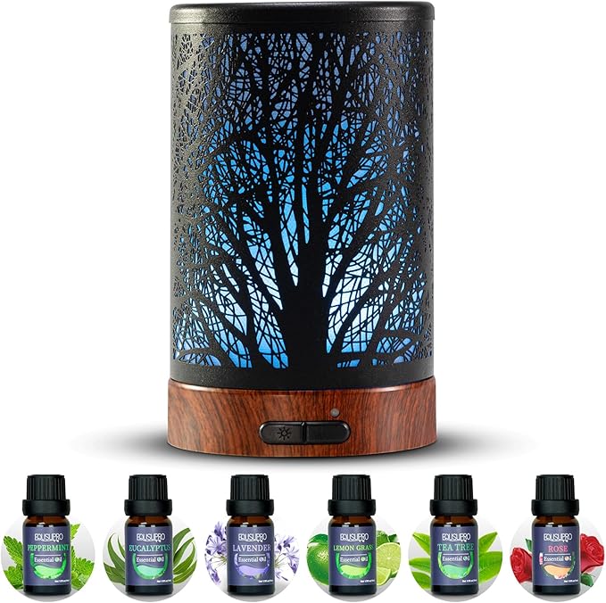 Oil Diffuser with Essential Oils Set – Aromatherapy Diffuser 150ml with 6 by EQUSUPRO