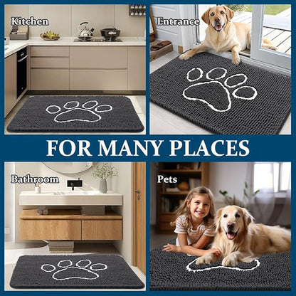 OLANLY Dog Door Mat for Muddy Paws 59x24, Paw Print Design, Absorbs Moisture - Image 8