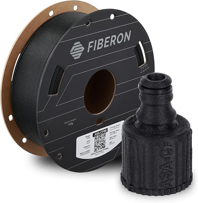 Polymaker Fiberon ASA-CF08 Black Carbon Fiber 3D Printing Filament 1.75mm 0.5KG by Polymaker