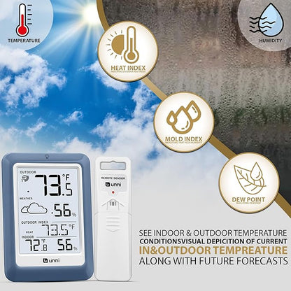 Indoor Outdoor Thermometer Hygrometer Wireless Weather Station, Temperature - Image 4