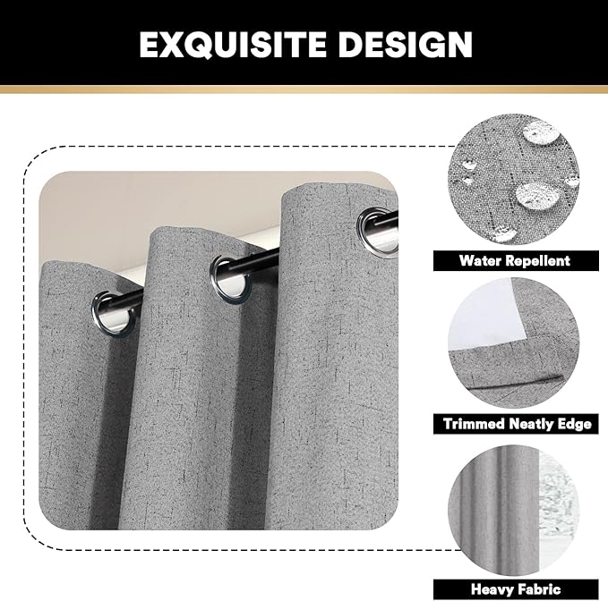 PrinceDeco 100% Blackout Curtains 64 inch Long 2 Panels, Light Grey - Image 6