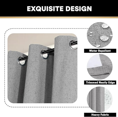 PrinceDeco 100% Blackout Curtains 64 inch Long 2 Panels, Light Grey - Image 6