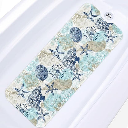 Cute Seashells Sea Shell Bath Mat Non Slip, Ocean Starfish Beach 40X16 Inch by Britown