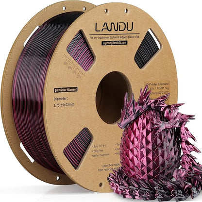 LANDU Silk Dual Color PLA Filament 1.75mm 1KG, 3D Printer Filament Dimensional by LANDU