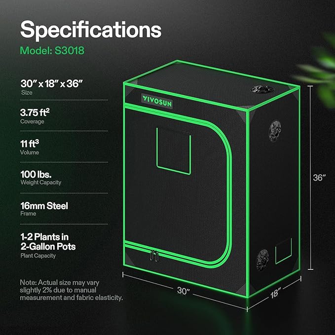 VIVOSUN S3018 30"x18"x36" Grow Tent, High Reflective Mylar - Image 7