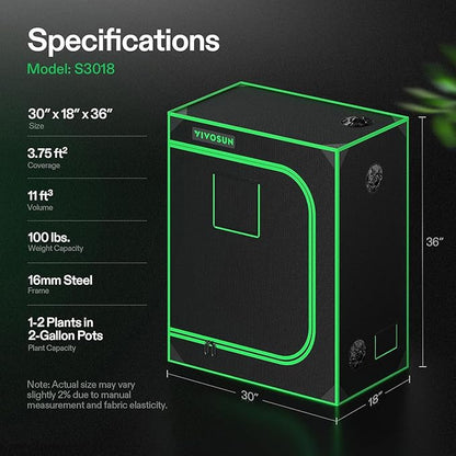 VIVOSUN S3018 30"x18"x36" Grow Tent, High Reflective Mylar - Image 7