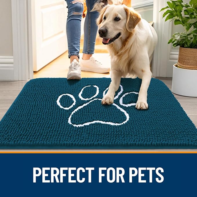 OLANLY Dog Door Mat for Muddy Paws 70x46, Paw Print Design, Absorbs Moisture - Image 6