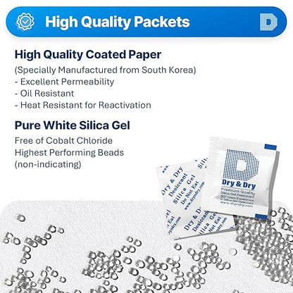 Dry & Dry 1 Gram Silica Gel Packets Desiccants, Silica Packets - Image 3