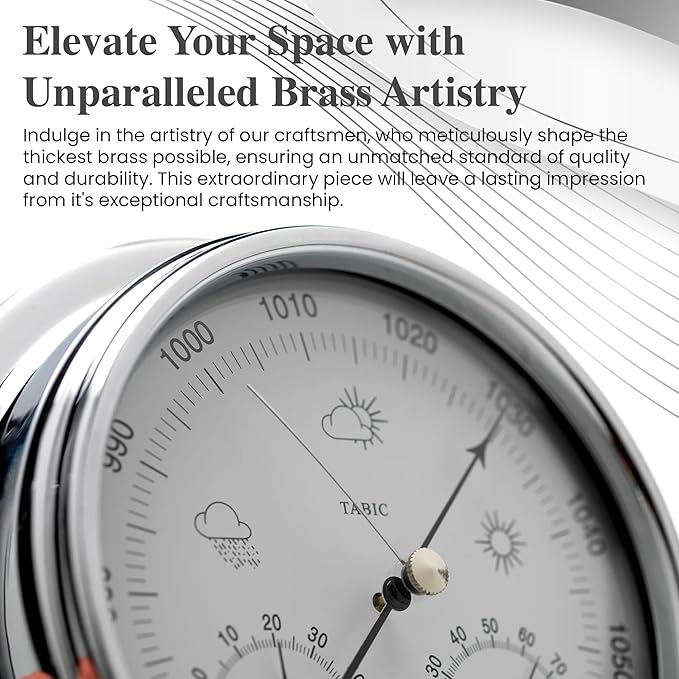 Chrome Barometer with Built-in Hygrometer &Thermometer - Image 5