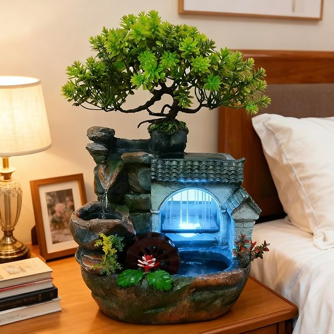 11" Desktop Fountain Rock Waterfall Humidifier - Image 2