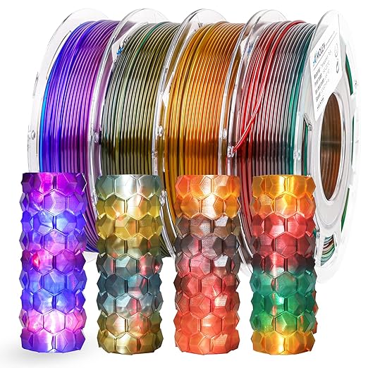 AMOLEN 3D Printer Filament Bundle, PLA Filament 1.75mm Transparent Multicolor by AMOLEN