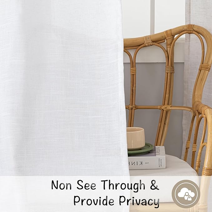 DONREN White Linen Back Tab Curtains 96 Inches Long 2 Panels - Image 4