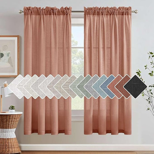 H.VERSAILTEX Linen Curtains Elegant Natural Linen Semi Sheer Curtains Energy by HVERSAILTEX
