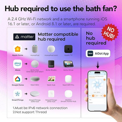 OREiN 4-in-1 Matter Smart Bathroom Exhaust Fan - Image 8