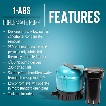 Little Giant 1-ABS 230-volt, 50/60 Hz, 1/150 HP, 205 GPH Automatic Shallow Pan - Image 7