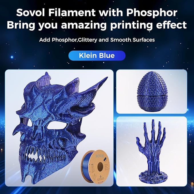 Sovol Silk PLA Filament with Blue Glitter 1kg 1.75mm, Color Changeable 3D - Image 2