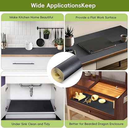 Black Cabinet Liner Roll, Peel and Stick Non Slip Shelf Liner 15.7" x 13 FT - Image 8