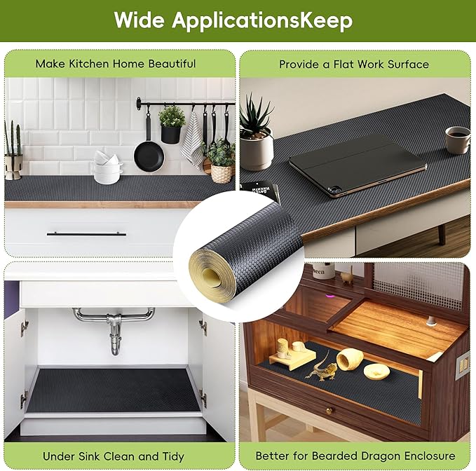 Extra Large Black Shelf Liner Roll, Peel and Stick Non Slip Cabinet Liner 24" x - Image 8