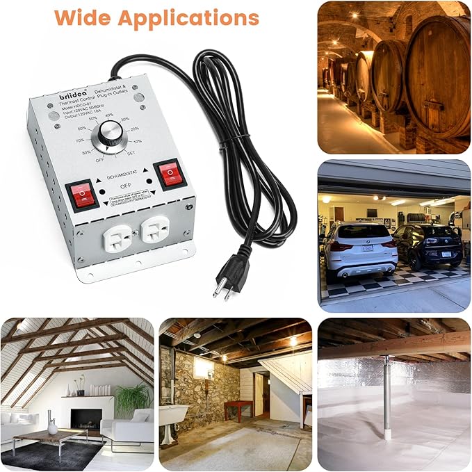 Crawl Space Humidistat Controller, Briidea Dehumidistat and Thermostat Control - Image 7