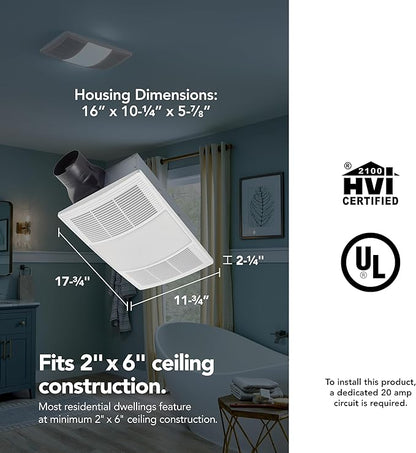 Broan-NuTone BHFLED110 PowerHeat Bathroom Exhaust Fan, and LED Light Combination - Image 5