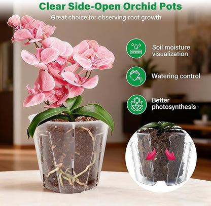 5 Inch Side-Open Orchid Pots 12 Pack, Breathable Slotted Flower Pots - Image 3