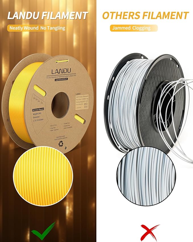 LANDU Silk PLA Filament 1.75mm Gold 1KG, 3D Printer Filament Dimensional - Image 3