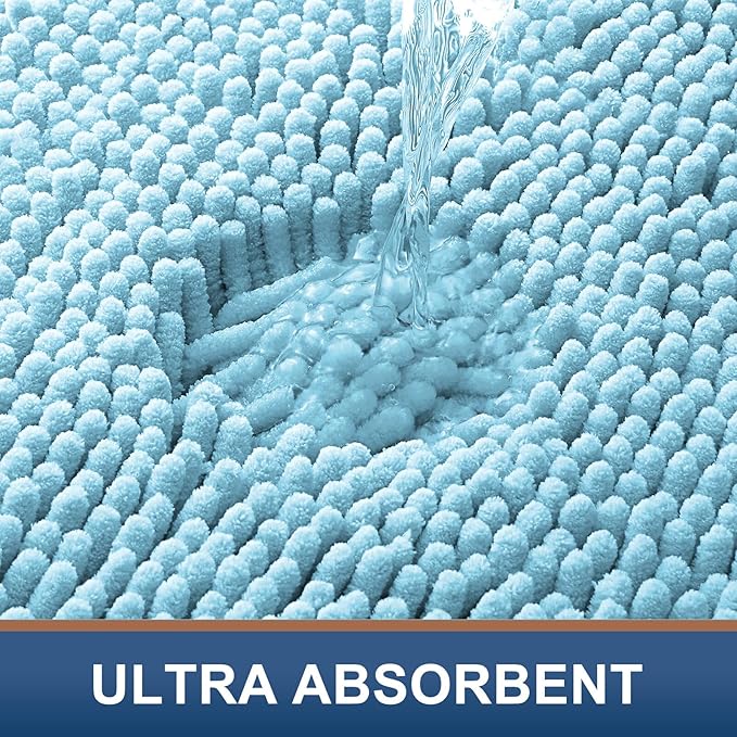 Smiry Luxury Chenille Bathroom Rugs 30x20, Extra Soft and Absorbent Shaggy Bath - Image 4