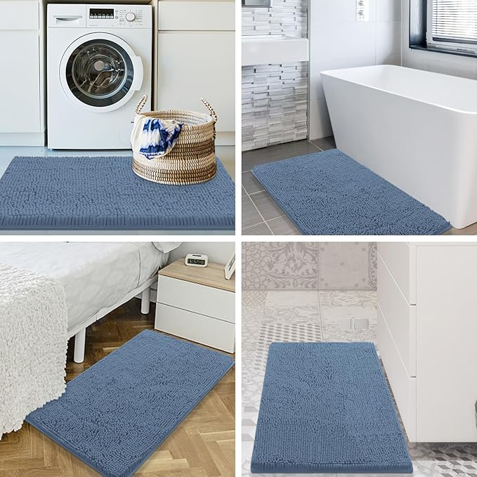 Smiry Luxury Chenille Bathroom Rugs 24x16, Extra Soft and Absorbent Shaggy Bath - Image 8
