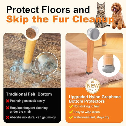 Chair Leg Floor Protectors for Hardwood Floors – Smooth Nylon Base Won’t Trap - Image 2