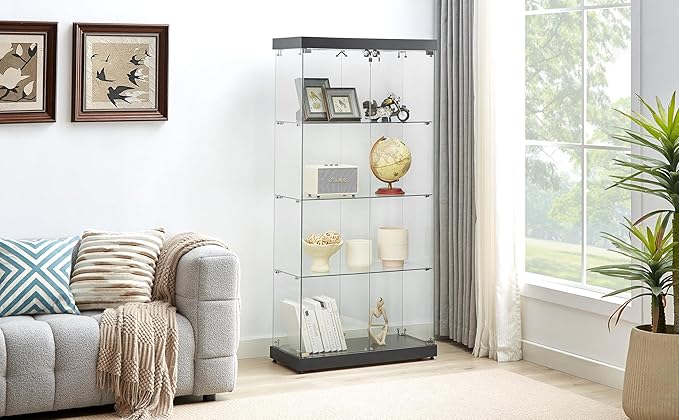 Yoluckea 4 Shelves Glass Display Cabinet - Image 8