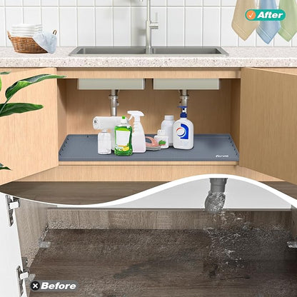 Waterproof Under Sink Mat 34" x 22", Silicone Cabinet Liner, Rubber Protector - Image 6