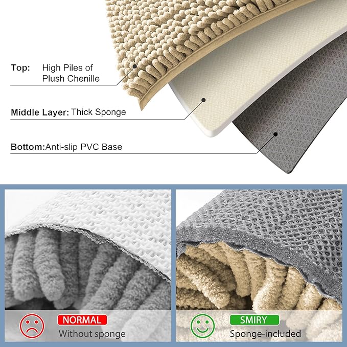 Smiry Luxury Chenille Bathroom Rugs 50x30, Extra Soft and Absorbent Shaggy Bath - Image 5