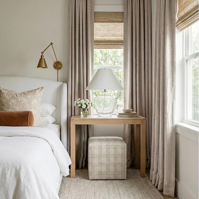 RYB HOME Natural Beige 100% Blackout Linen Curtains 78 inch Long, Thermal - Image 2