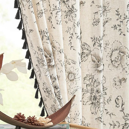 JINCHAN Linen Blend Floral Curtains - Image 8