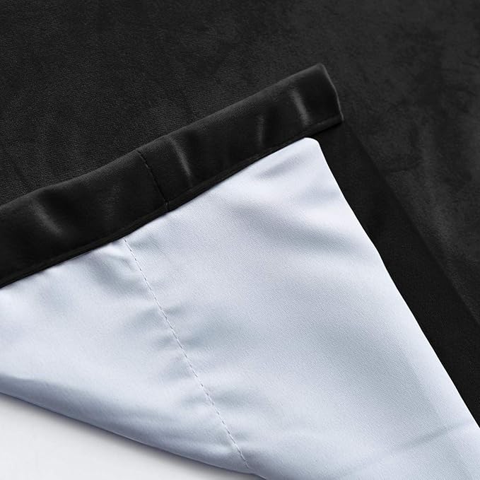 ChadMade Blackout Lined Premium Velvet Curtain Warm Black 100Wx120L Inch - Image 5