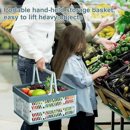 Heavy Duty Plastic Milk Crates for Storage, Collapsible Shopping Basket - Image 2