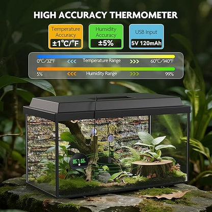 PAIZOO Reptile Thermometer Hygrometer, LED Reptile Tank Thermometer and - Image 4