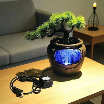 12Inch Fake Bonsai Tree Small Waterfall Fountain Indoor Tabletop Decoration - Image 3