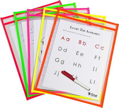 C-Line Reusable Dry Erase Pockets, 9 x 12 Inches, 10 Pockets per Pack by C-Line