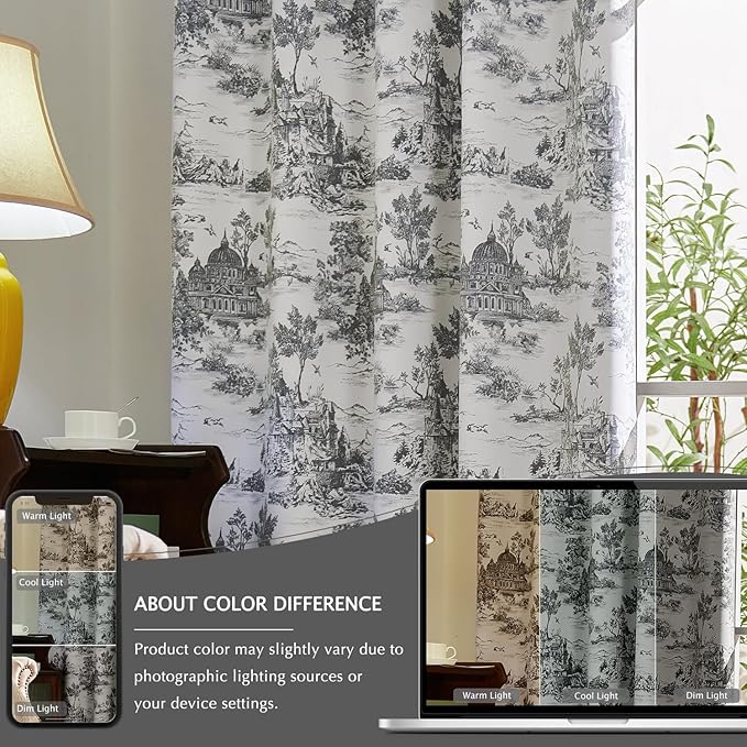jinchan 95% Blackout Toile Curtains - Image 7
