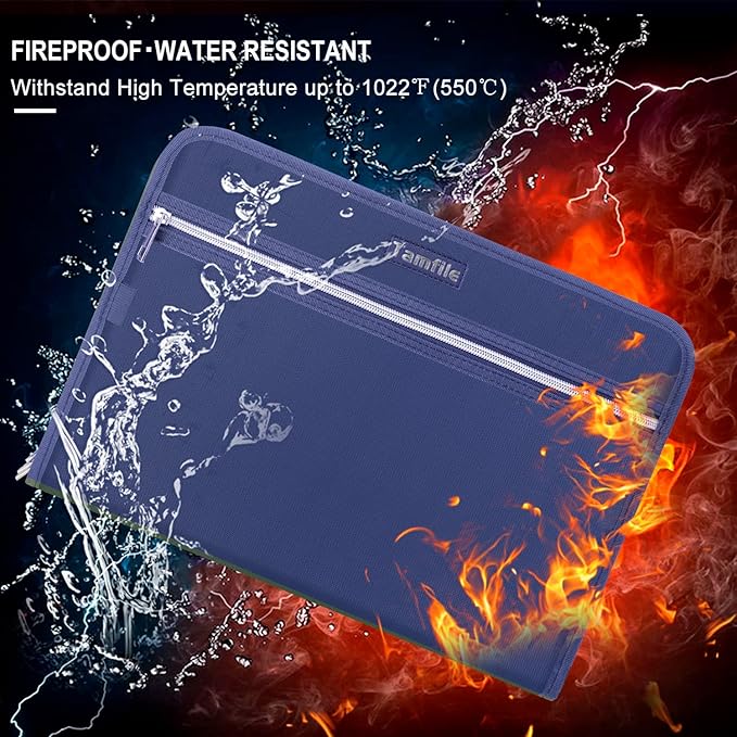 Fireproof Safe Accordion File Organizer Bag Folder, Waterproof Expanding Filing - Image 2