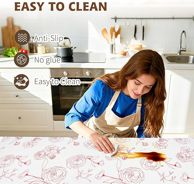 Shelf Liners for Kitchen Cabinets 17in x 20FT Non Adhesive Drawer Liner Red and - Image 4